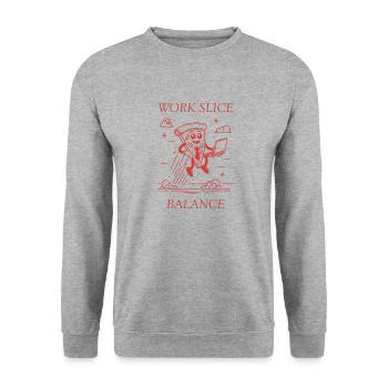 Travail Tranche Balance Pizza rouge - Sweat-shirt Unisexe - gris chiné - Devant - Alina (178cm) & Michal (187cm)