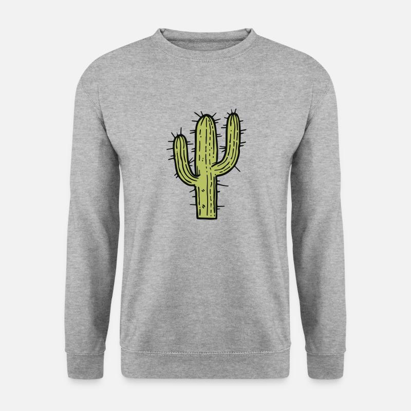 Kaktus-Illustration - Unisex Pullover - Weißgrau meliert