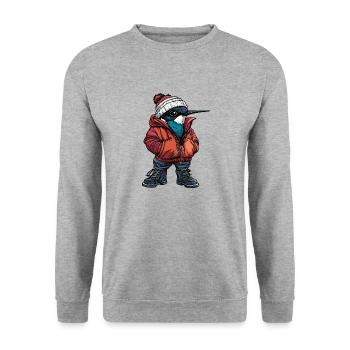 Hummingbird Bird Fashion Winter - Unisex Sweatshirt - salt & pepper - Front - Alina (178cm) & Michal (187cm)