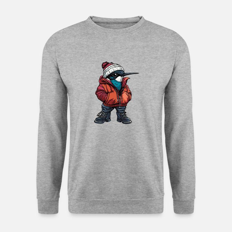 colibri oiseau mode hiver - Sweat-shirt Unisexe - gris chiné