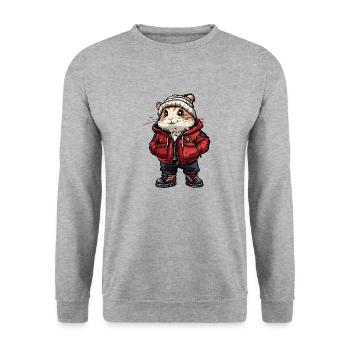 Hamster Mode Hiver - Sweat-shirt Unisexe - gris chiné - Devant - Alina (178cm) & Michal (187cm)