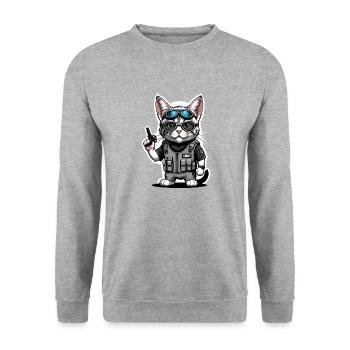 Chat Airsoft Chat Chat Jouant Airsoft Cadeau Militaire - Sweat-shirt Unisexe - gris chiné - Devant - Alina (178cm) & Michal (187cm)