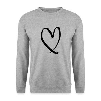 Drawn Heart Valentine's Day Gift - Unisex Sweatshirt - salt & pepper - Front - Alina (178cm) & Michal (187cm)