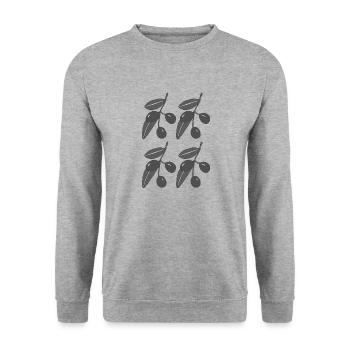 olivenzweige schwarz weiss - Unisex Pullover - Weißgrau meliert - Vorne - Alina (178cm) & Michal (187cm)