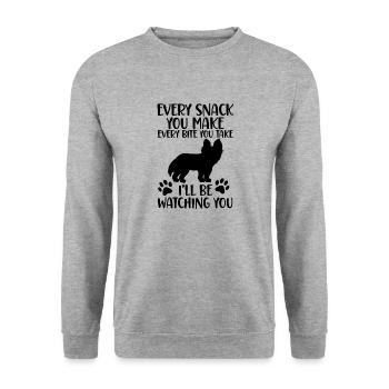 i'll be watching you- dog quote - Unisex Pullover - Weißgrau meliert - Vorne - Alina (178cm) & Michal (187cm)
