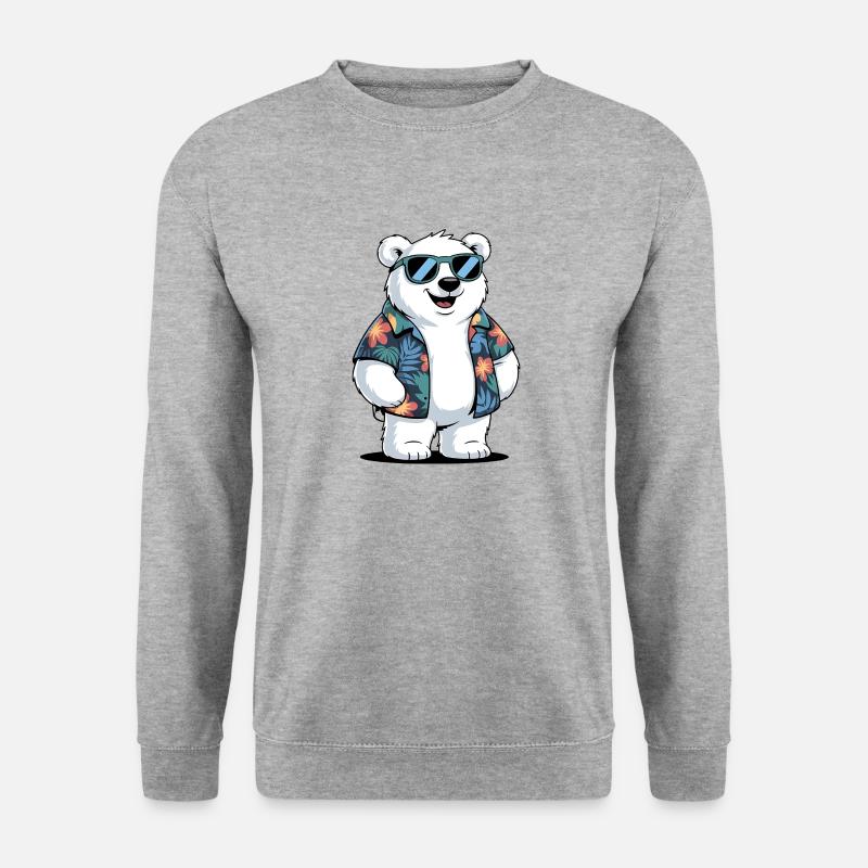 Lustiger Sommer Eisbär - Unisex Pullover - Weißgrau meliert