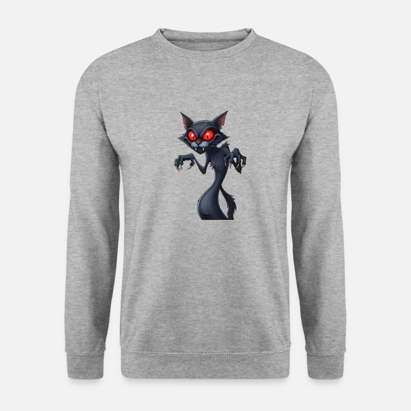 Gruselige Katze - Unisex Pullover - Weißgrau meliert