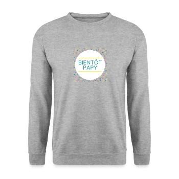Bientôt papy - Sweat-shirt Unisexe - gris chiné - Devant - Alina (178cm) & Michal (187cm)