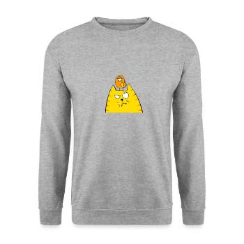 Chat - Sweat-shirt Unisexe - gris chiné - Devant - Alina (178cm) & Michal (187cm)