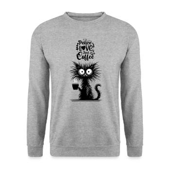 Chat Café Buveur de café Chat Maman Collègue de bureau - Sweat-shirt Unisexe - gris chiné - Devant - Alina (178cm) & Michal (187cm)