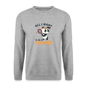 Panda Tennis Dicton Sports Tennis Player Cadeau - Sweat-shirt Unisexe - gris chiné - Devant - Alina (178cm) & Michal (187cm)