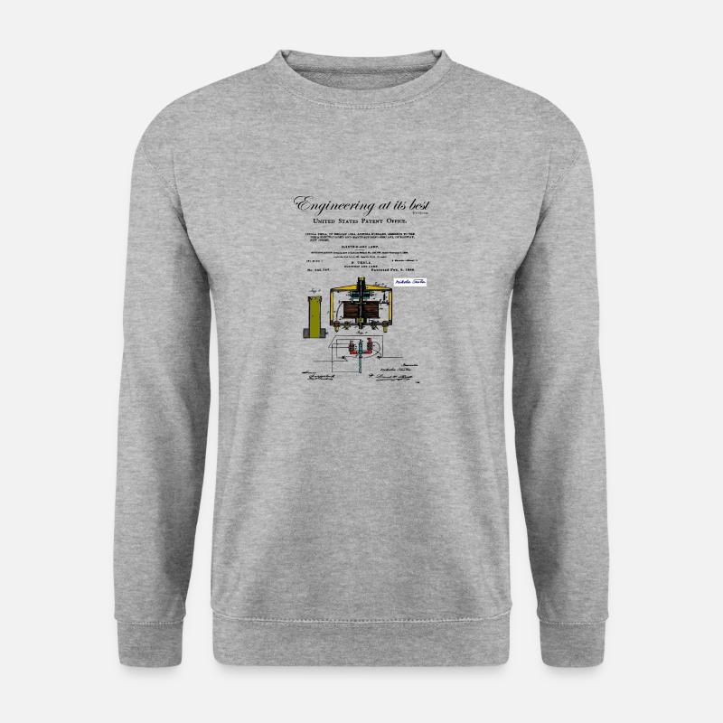 Nikola Tesla /electric arc Lamp, colored - Unisex Pullover - Weißgrau meliert
