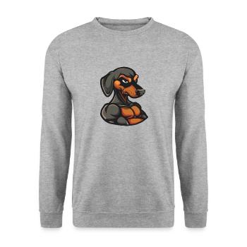 Dachshund Hund Muskeln Fitness Dackel - Unisex Pullover - Weißgrau meliert - Vorne - Alina (178cm) & Michal (187cm)