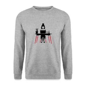 Learning Woman Computer Job - Unisex Sweatshirt - salt & pepper - Front - Alina (178cm) & Michal (187cm)