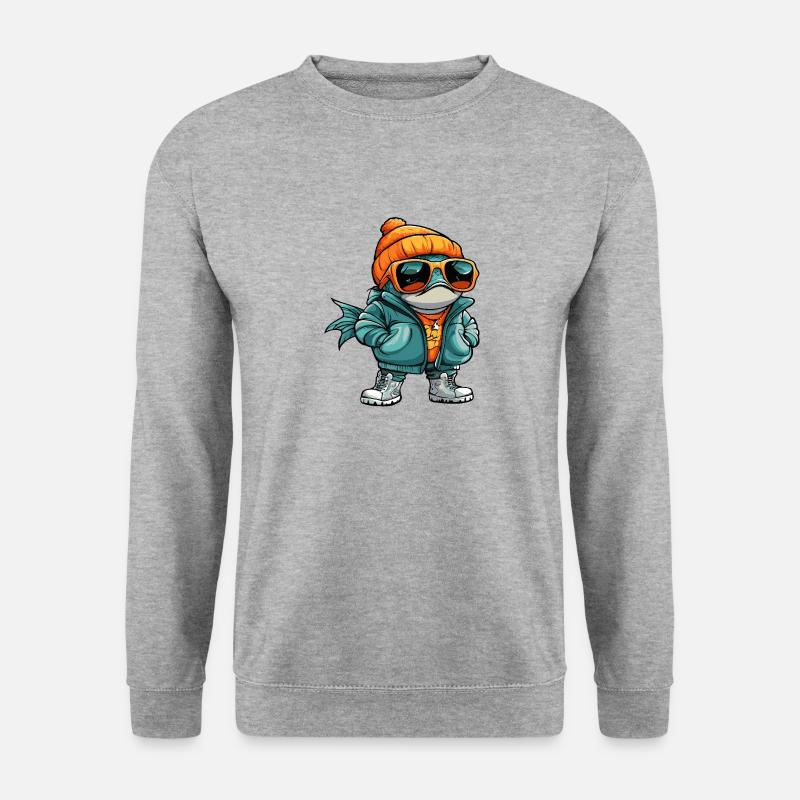 Piranha Fische Cool Comic - Unisex Pullover - Weißgrau meliert