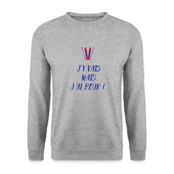 J'y vais mais j'ai peur ! Les Bronzés font du ski - Sweat-shirt Unisexe - gris chiné - Devant - Alina (178cm) & Michal (187cm)