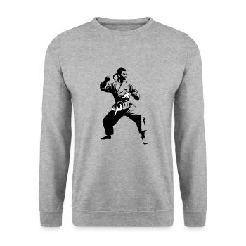 Karate Fighter - Martial Arts Sports Sticker - Unisex Sweatshirt - salt & pepper - Front - Alina (178cm) & Michal (187cm)