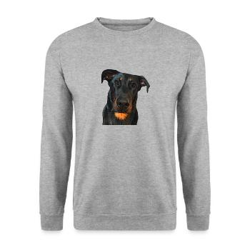 Blick auf den Beauceron - Unisex Pullover - Weißgrau meliert - Vorne - Alina (178cm) & Michal (187cm)