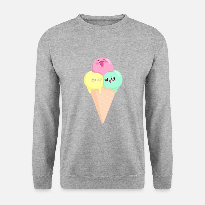 niedliches Eis Sommer Kawaii - Unisex Pullover - Weißgrau meliert