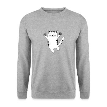 cat - Unisex Sweatshirt - salt & pepper - Front - Alina (178cm) & Michal (187cm)