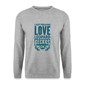 Gecko - Amphibie Tier - Unisex Pullover - Weißgrau meliert - Vorne - Alina (178cm) & Michal (187cm)