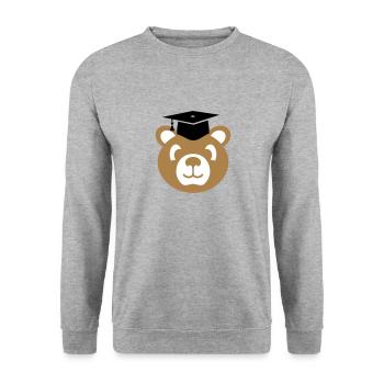 Docteur ours avec cadeau de mortier Thèse de doctorat - Sweat-shirt Unisexe - gris chiné - Devant - Alina (178cm) & Michal (187cm)