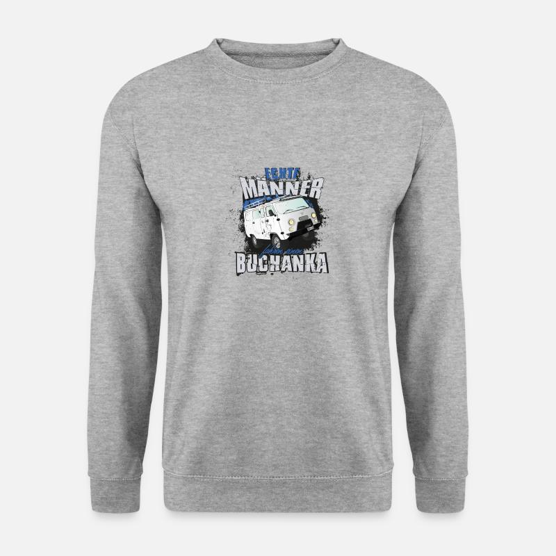 echte Männer fahren einen Buchanka - Unisex Pullover - Weißgrau meliert