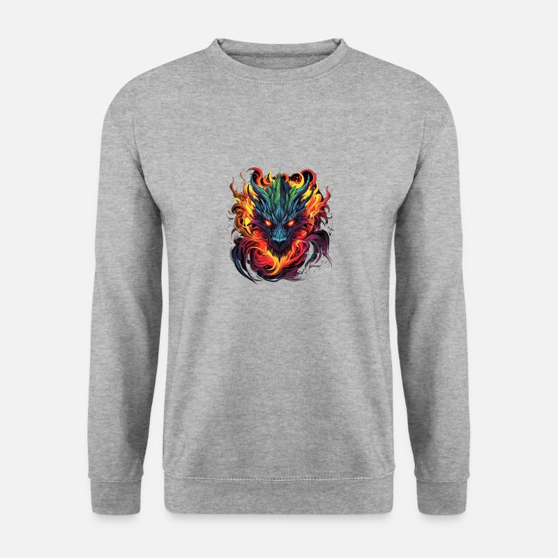 Feuerdrache - Unisex Pullover - Weißgrau meliert