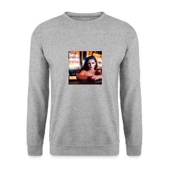 Beautiful latin woman in a mexican bar - Unisex Sweatshirt - salt & pepper - Front - Alina (178cm) & Michal (187cm)