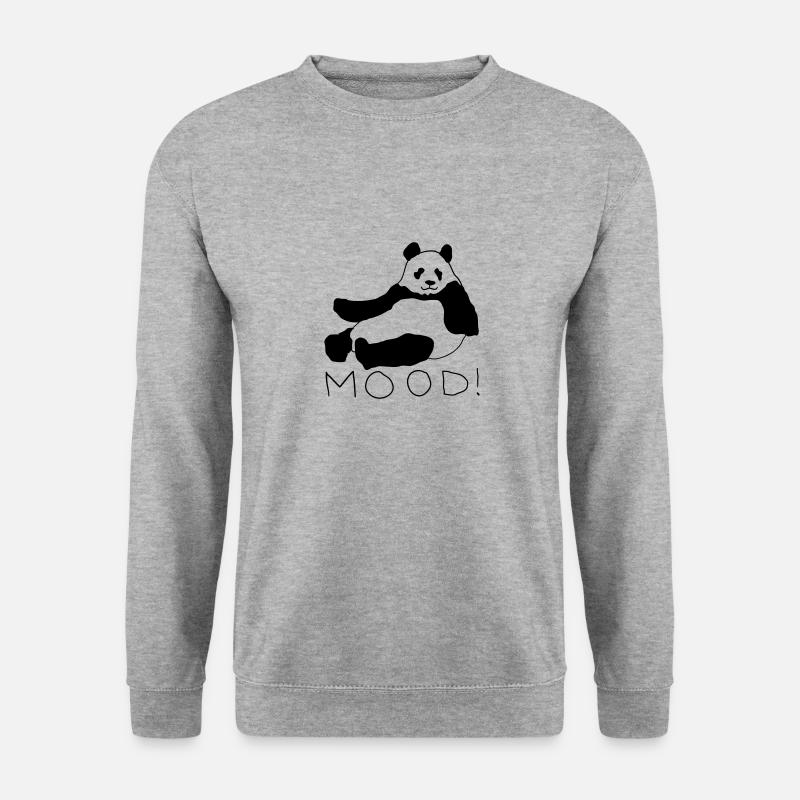Panda Mood Black - Unisex Pullover - Weißgrau meliert