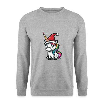 Unicorn Christmas - Unisex Sweatshirt - salt & pepper - Front - Alina (178cm) & Michal (187cm)