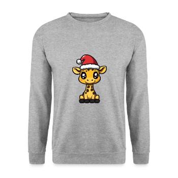Giraffe Weihnachten Christmas - Unisex Sweatshirt - salt & pepper - Front - Alina (178cm) & Michal (187cm)
