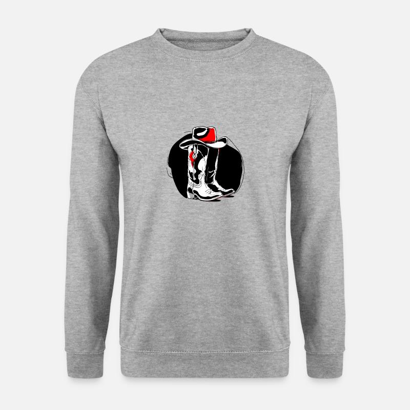 Stetson und Boots Western Country Line Dance - Unisex Pullover - Weißgrau meliert