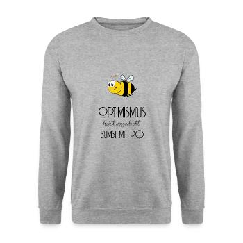 Biene - Optimismus - Sumsi mit Po - Unisex Pullover - Weißgrau meliert - Vorne - Alina (178cm) & Michal (187cm)