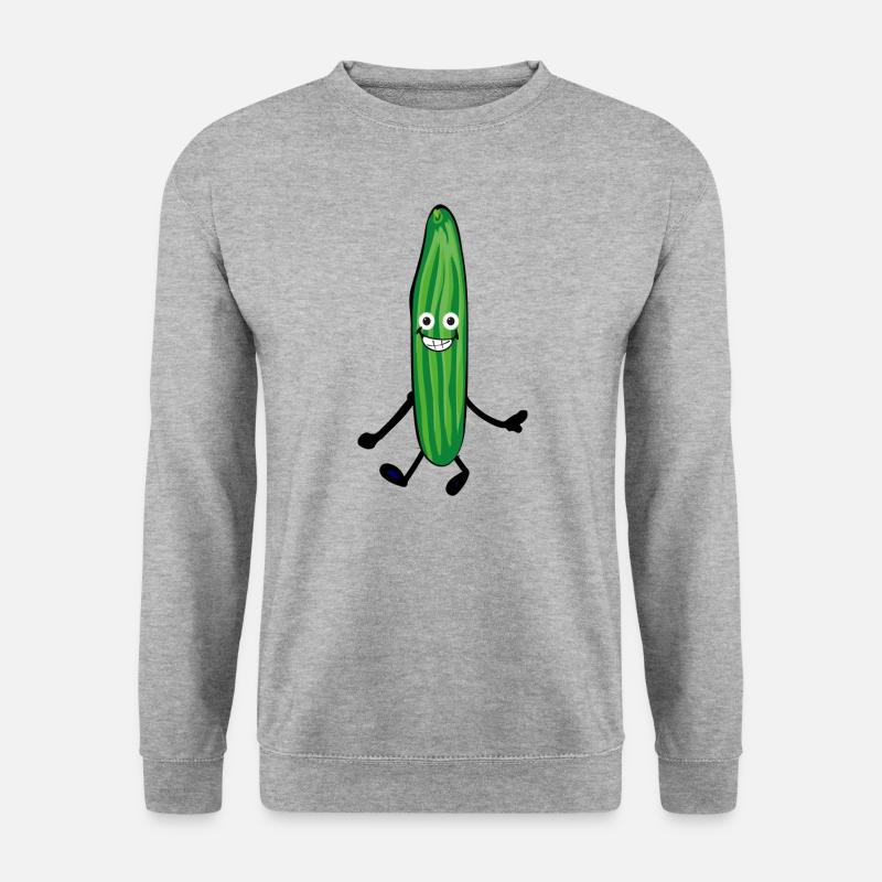 Concombre heureux,Concombre, Comique,Joyeux, Concombre - Sweat-shirt Unisexe - gris chiné