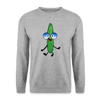 Concombre heureux,Concombre,Lunettes de soleil,Joyeux, - Sweat-shirt Unisexe - gris chiné - Devant - Alina (178cm) & Michal (187cm)