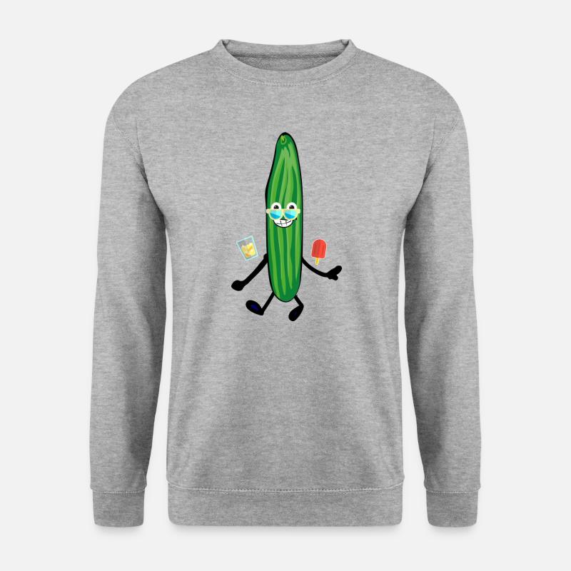 concombre heureux,concombre,comique,joyeux,vacances - Sweat-shirt Unisexe - gris chiné