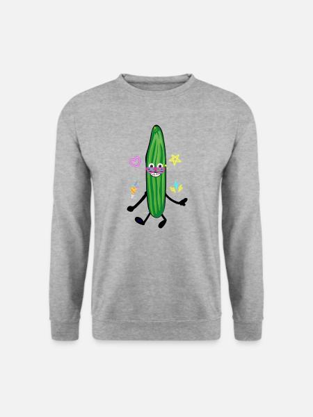 happy gurke,gurke, comic,party, retro - Unisex Pullover - Weißgrau meliert