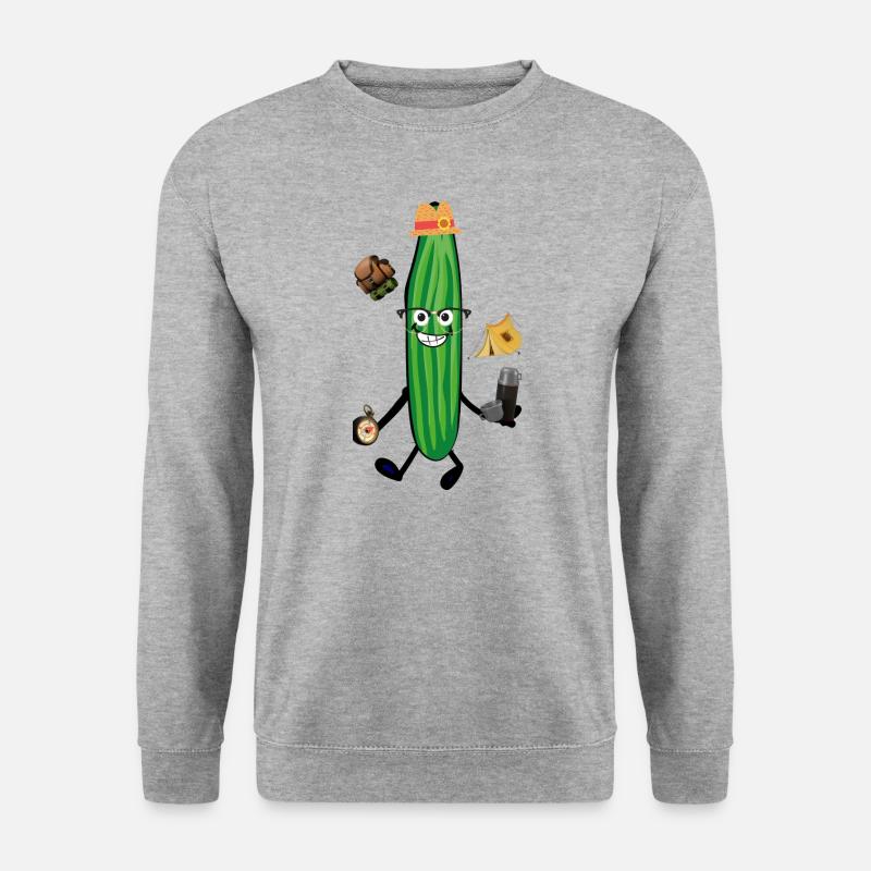 Camping, zelten,gurke, Abenteurer, Zelt - Unisex Pullover - Weißgrau meliert