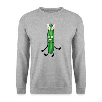 Bunny, Bunny, Cucumber,comic, Bunny - Unisex Sweatshirt - salt & pepper - Front - Alina (178cm) & Michal (187cm)