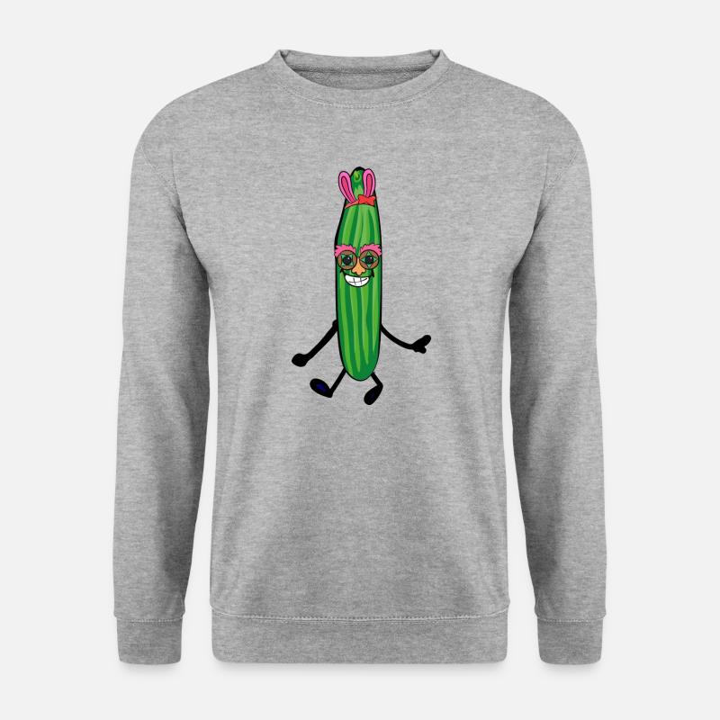 Partygurke,retro, Gurke,hasenohren, bunny - Unisex Pullover - Weißgrau meliert