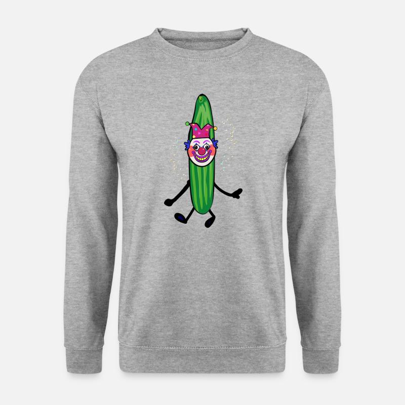 Partygurke,Gurke, karneval,Clown,Verkleidung - Unisex Pullover - Weißgrau meliert