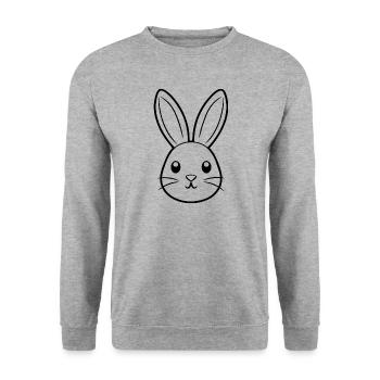 Hase Kaninchen - Unisex Pullover - Weißgrau meliert - Vorne - Alina (178cm) & Michal (187cm)