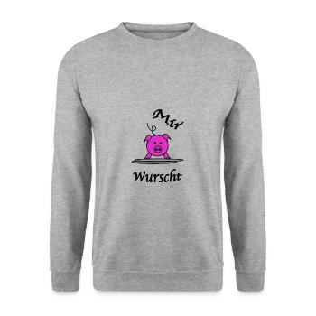 Mir Wurscht - Unisex Pullover - Weißgrau meliert - Vorne - Alina (178cm) & Michal (187cm)