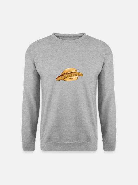 Comic Bratwurst Brötchen Senf German Streetfood - Unisex Pullover - Weißgrau meliert