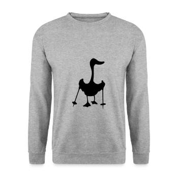 Nordic Walking Mallard Silhoutte drôle de cadeau - Sweat-shirt Unisexe - gris chiné - Devant - Alina (178cm) & Michal (187cm)