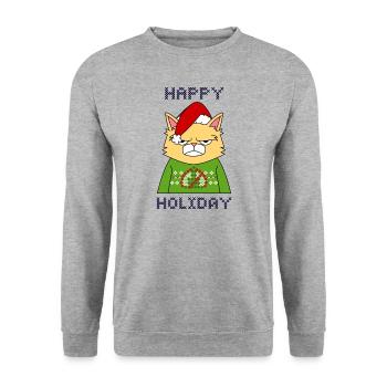 Merry christmas happy holidays gift - Unisex Pullover - Weißgrau meliert - Vorne - Alina (178cm) & Michal (187cm)