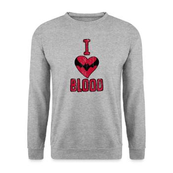 Halloween Vampire Bat I Love Blood - Unisex Sweatshirt - salt & pepper - Front - Alina (178cm) & Michal (187cm)