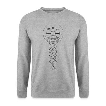 Vegvisir - Sweat-shirt Unisexe - gris chiné - Devant - Alina (178cm) & Michal (187cm)