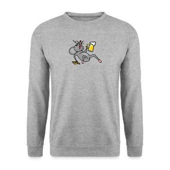 Mouse drunk with beer and cheese - Unisex Sweatshirt - salt & pepper - Front - Alina (178cm) & Michal (187cm)